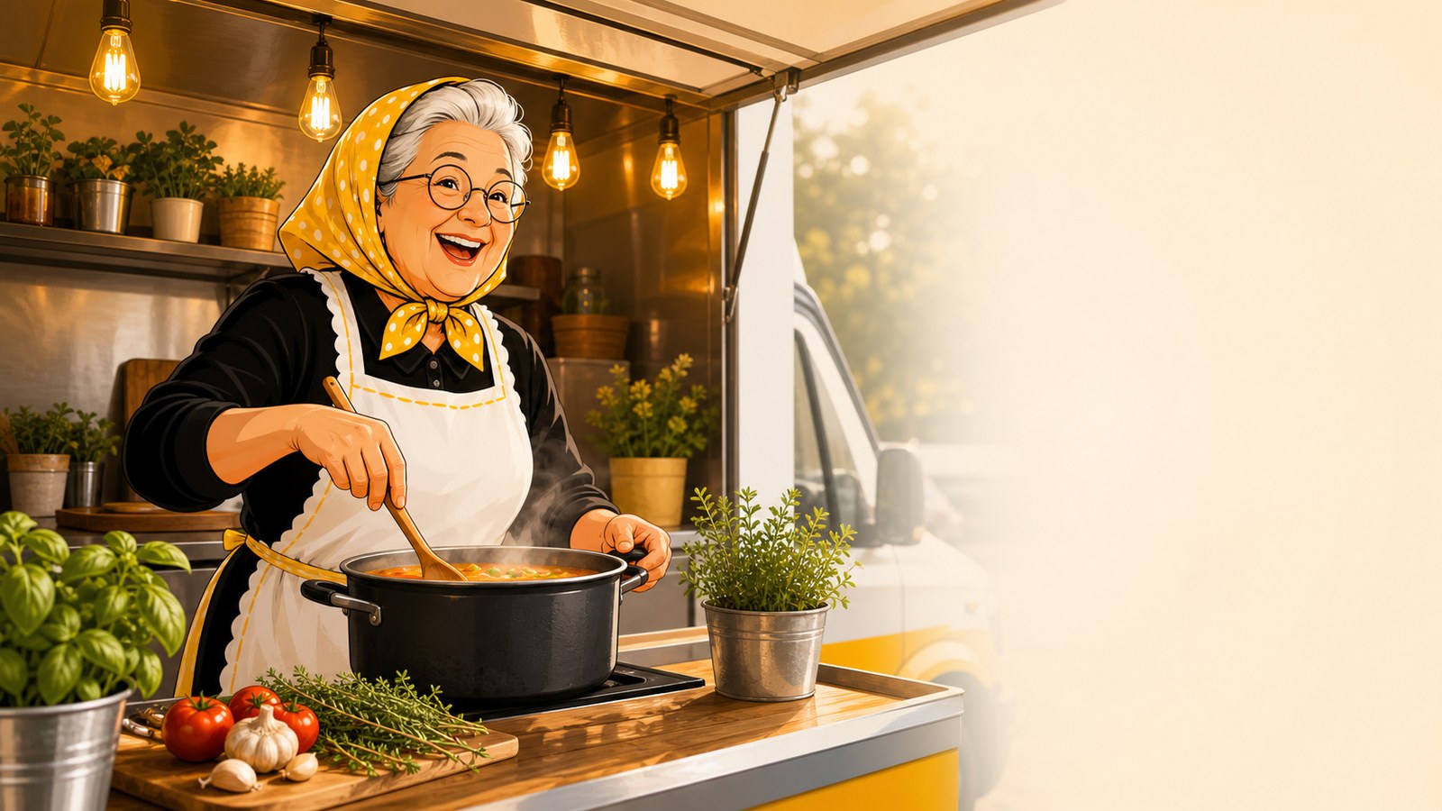 Babcia gotuje w food trucku Maka masz w domu